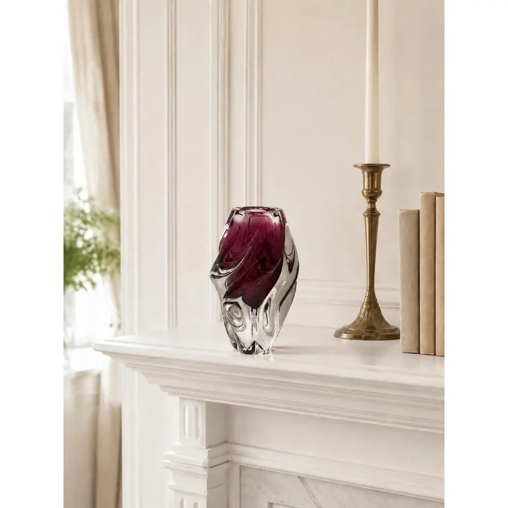 Vintage Josef Hospodka Chřibská Cranberry Propeller Art Glass Vase 7